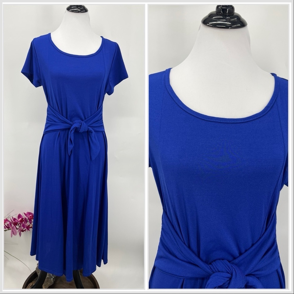 Royal Blue Short Sleeve Scoop Neck Women's Dress